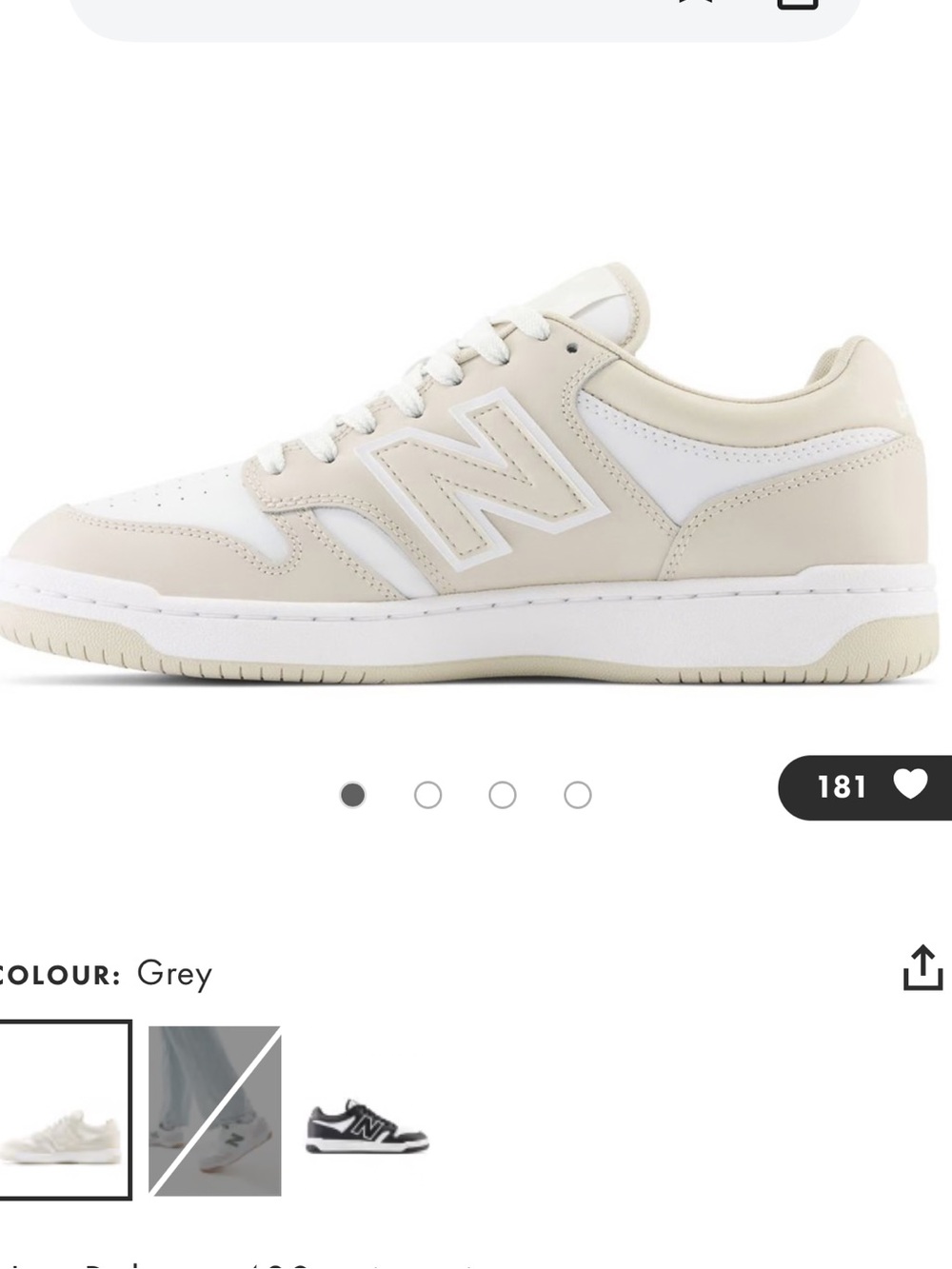 New Balance 480 Low-Top Sneakers in Cream and White